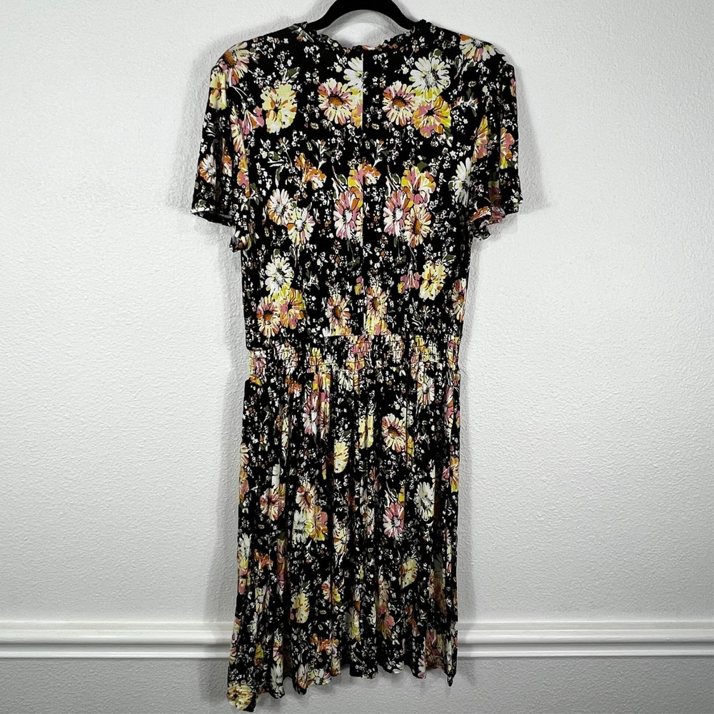 Lane Bryant Fit Flare Dress Womens 10 12 Floral Midi Pockets Rayon Cottagecore - Picture 2 of 16